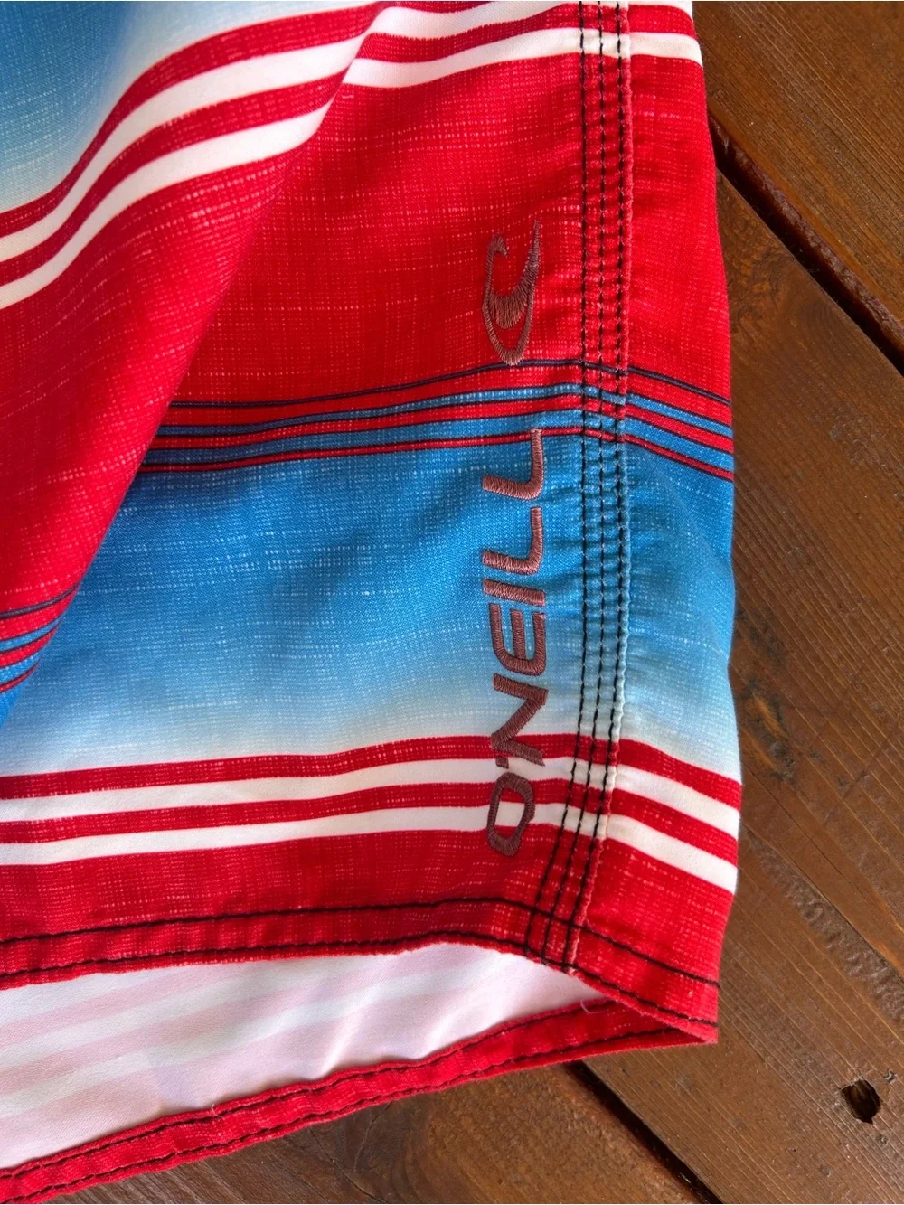 O'Neill Red and Blue Striped Board Shorts